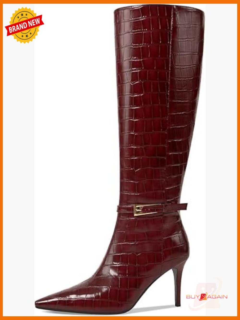 Knee High Boots Women 3.3 in Stiletto Heel Pointed Toe Tall Boots Side Zipper - Picture 5 of 7